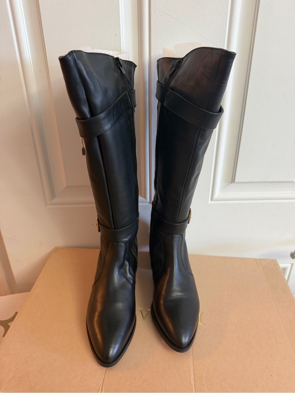 Marian Idella Negro Black Leather Knee High Riding Boots EU 37 Made Spain